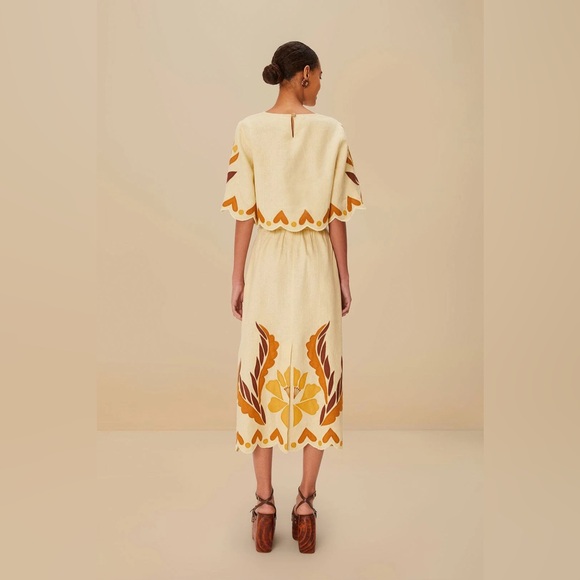 FARM RIO Sand Summer Cutwork Euroflax™ Premium Linen Skirt - Picture 3 of 4